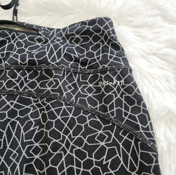 NIKE running cropped leggings size small geometric pattern drawstring tie - Picture 6 of 12